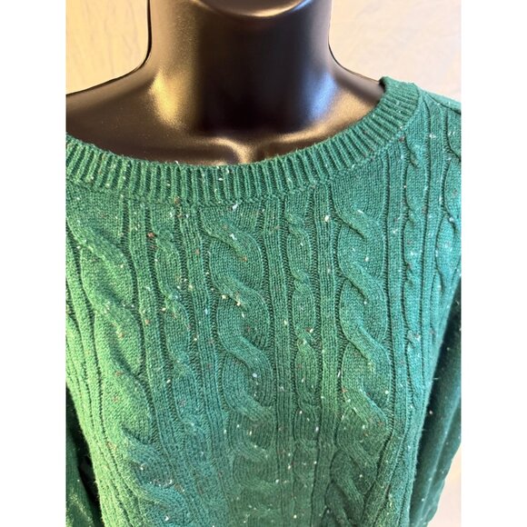 Talbots Hunter Green Cable Knit Sweater Fall Cozy Womens Size XL Pullover - Picture 3 of 4